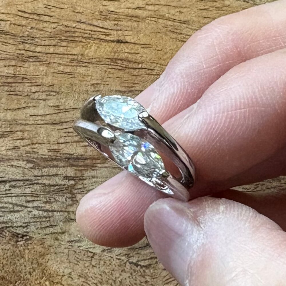 Clear Crystals Silvertone Ring By Lia Sophia, Siz… - image 4